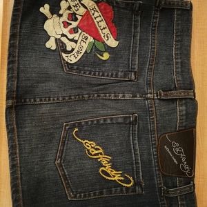 Ed Hardy mini denim jeans skirt 27